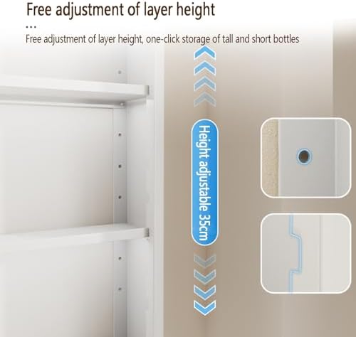 2-4 Layer Floating Bathroom Medicine Cabinet - Space-Saving Over Toilet Storage Organizer with 2 Acrylic Doors, No Drill Modern Black & White Finish for Cosmetics & Kitchen, 30x14x71cm