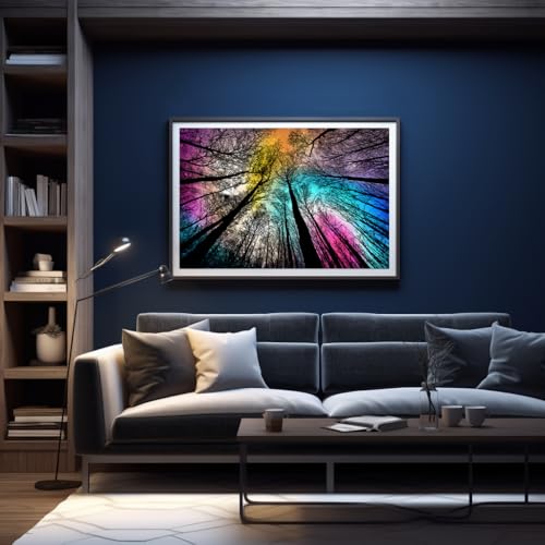 Bgraamiens Puzzle-Forest Under Starry Night-1000 Pieces Creative Color and Lines Jigsaw Puzzle Color Challenge Puzzle