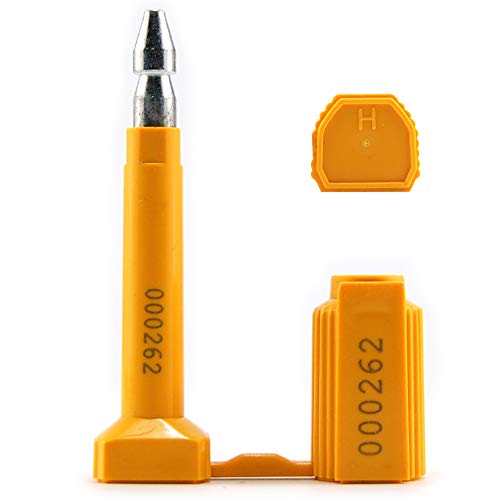 Leadseals Bolt Seals High Security Container Door Locks Numbered for Truck Trailers-Cargo-Containers-Rail Cars-Wagons ISO:17712 Certification (10 PCS, Yellow)