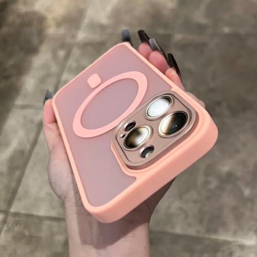 Coque iPhone 14 Pro Max rose mat pour recharge sans fil au bureau