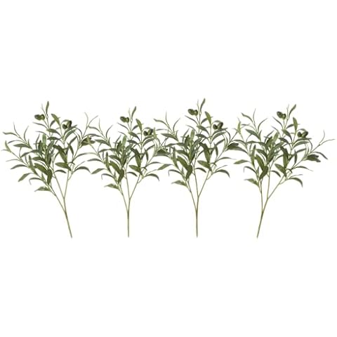 DODXIAOBEUL 4 Pcs Artificial Olive Branches for Vases 19 Inch Faux Olive Branch Stems Leaves with Fruits for Home Decor Weddings Party Vase Decorative Floral Arrangement Cover