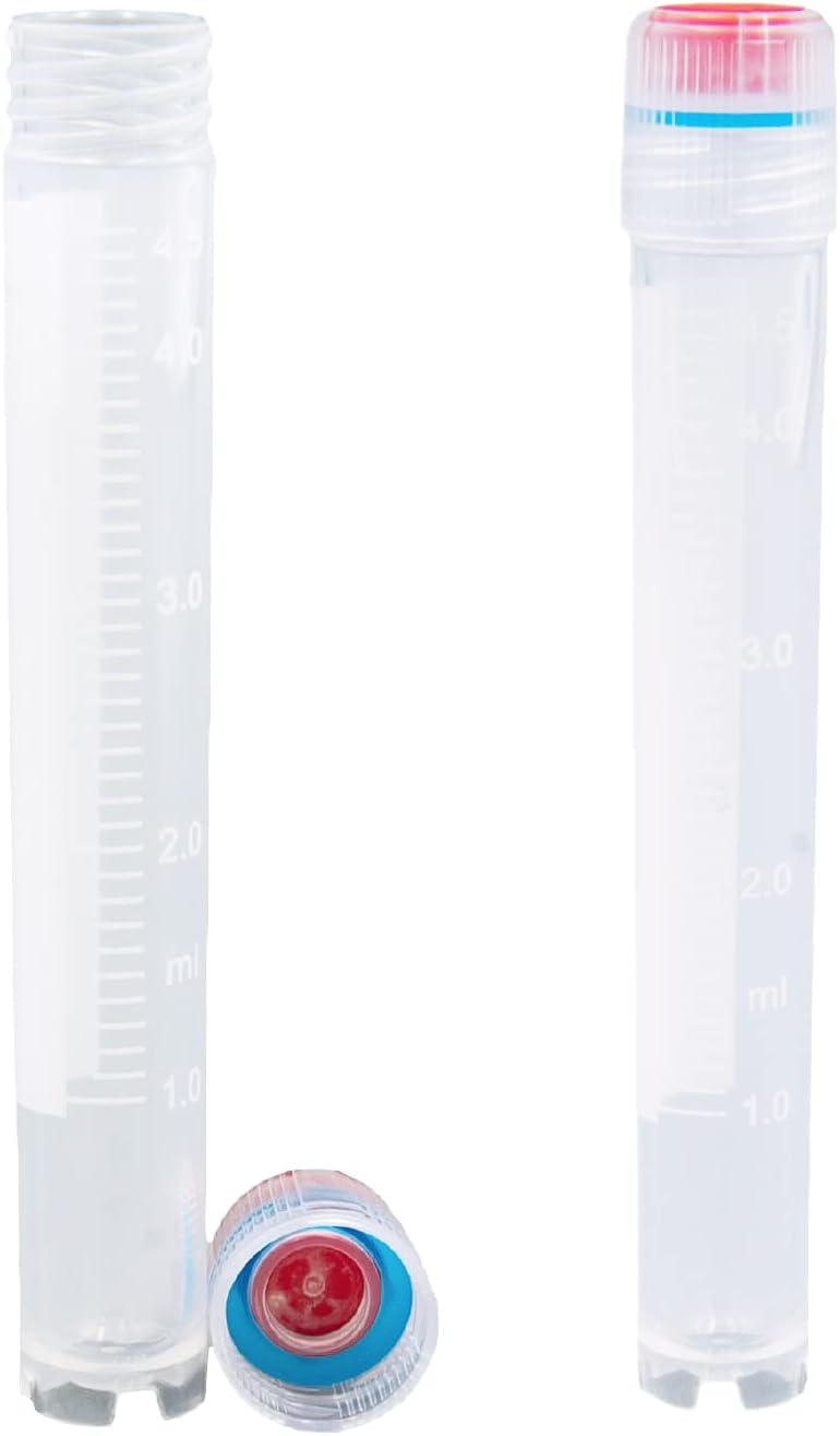 - Kashi Scientific Screw Cap 4.5mL Cryovials with External Thread Cap - Self Standing Cryogenic Vial, Washer Silicone O-Ring, Cryogenic Tubes with Leak Resistance, Pack of 200 Cryo Tubes