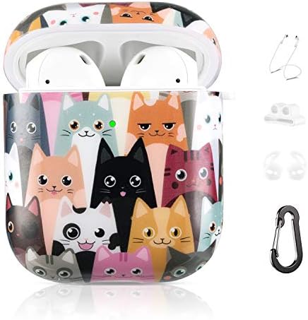 Drodalala Airpod Case for Women Girls Kids, Airpod Case Cover with TPU Durable Protective Cover, Shockproof Drop Proof Cool Airpods Case with Keychain (Cat Airpod Case
