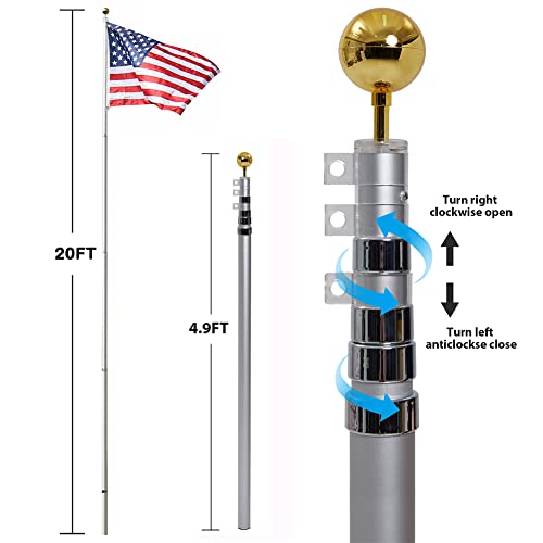 Megachoice Flag Pole For Outside In Ground, 20 Ft Heavy Duty Flagpole Kit For Yard #TOP5