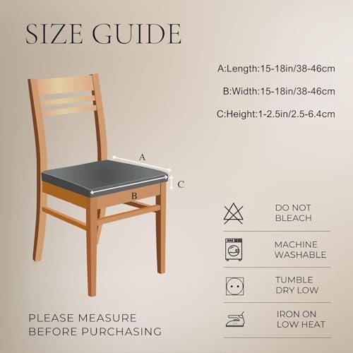 Image of SearchI Waterproof PU Leather Seat Covers for Dining Chairs, 2 Pack Stretch Dining Room Chair Seat Covers, Kitchen Chair Seat Covers Protectors (Cream)