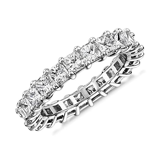 PAVOI 14K Gold Plated Love Ring for Women | 21 3x3mm Sq. AAA+ Cubic Zirconia Attached by Four Claws| 14K White Gold Plated Eternity Ring for Women | Size 7 | White Gold