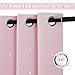 NICETOWN Baby Pink Room Darkening Star Curtains 45 inch Long for Girls Bedroom, Space Themed Kids Window Grommet Top Galaxy Constellation Curtain Drapes for Nursery, 1 PC, 34