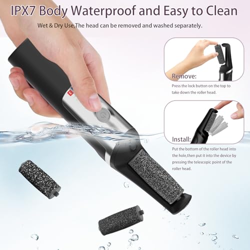 Electric Foot Callus Remover,Smooth Pedicure Wand Rechargeable Electric Foot File,Professional Pedicure Tools for Dry, Dead, Cracked, Hard Skin, at Home Feet Spa Care Kit for Men & Women — view 6