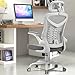 Magic Life Sedia da ufficio Bracciolo ribaltabile a 90° Sedia ergonomica per computer Supporto lombare Regolabile in altezza Dondolo girevole a 360° (Bianco)