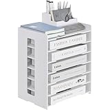 VECELO 卓上収納 ラック A4ファイルラック 組み立て式 デスク上置き棚 デスクオーガナイザー 新聞/雑誌/フォルダー/書類入れ レターケース 机上用品 書類ケース整理 オフィス 寝室 リビング収納 書類ケース 多機能 机上収納 小物入れ リモコン 文房具 幅34x奥行き25x高さ39cm