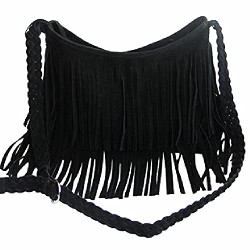 laoonl Sac à bandoulière pour femme - Style ethnique - En cuir synthétique - Style bohème - Avec franges - Style vintage Cover