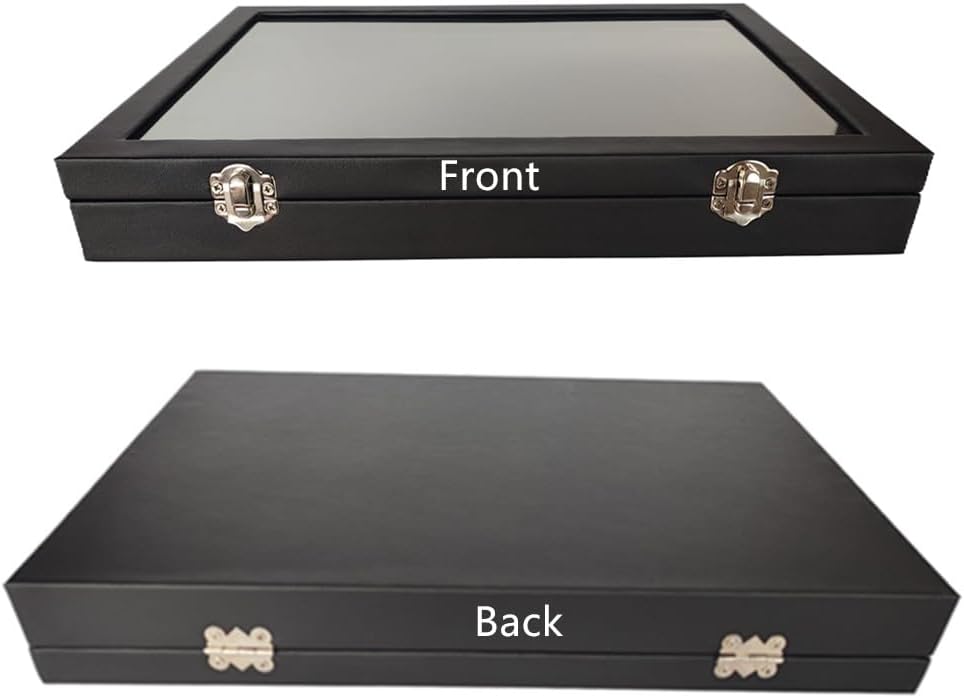 Wooden Jewelry Organizer Tray Box with Clear Lid, Travel Rectangle Organization Storage Box with Metal Clasp, Velvet Blank Jewelry Display Case for Necklaces Bracelets Rings Accessories (Black)
