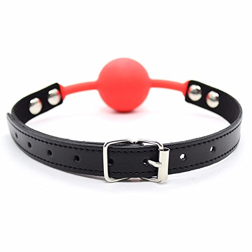 Iefiel Pu Leather Paly Buckle Belt Silicon Mouth Ball Open Breathable Mouth Gag For Men Woman (Red#2) #TOP5