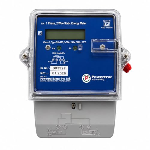 Image of Powertrac Single Phase Digital Energy Meter | 5-30A, 240V AC | kWh Sub Meter for Residential, Commercial & Industrial Energy Monitoring