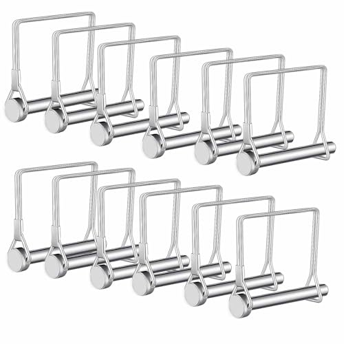 Trailer Pin,SpzcdZa 12pcs Square Pto Pin Shaft Locking Pin 1/4 pin Hitch pin Wire Lock Pin Safety Coupler Pin 1/4\" x 2-3/4\"for PTO,Farm,Lawn,Hitches,and Garden(Silver)