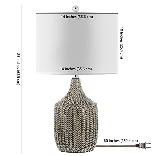 Lámpara de mesa de cerámica gris 25 pulgadas con pantalla blanca miniatura 4