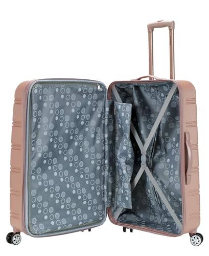 Image of Rockland Melbourne Hardside Expandable Spinner Wheel Luggage, Checked Large 28 inch, Rose Gold