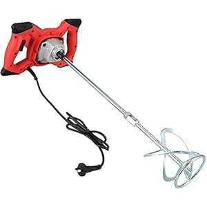 QPWZ 2100W Elektrische Handheld Paddle Paint Mixer, Draagbare Verstelbare 6 Speed Roerder voor Mortel Grouts Verf Beton Cement Gips Pleistervoeder, Industriële Boor Mengen Roergereedschap, Rood