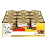 GOURMET Gold Intrecci - Cibo Umido per Gatti Adulti Bocconcini con Manzo e Pollo in Salsa - 24 Lattine da 85 g, Alimento Completo