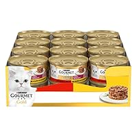 GOURMET Gold Intrecci - Cibo Umido per Gatti Adulti Bocconcini con Manzo e Pollo in Salsa - 24 Lattine da 85 g, Alimento Completo