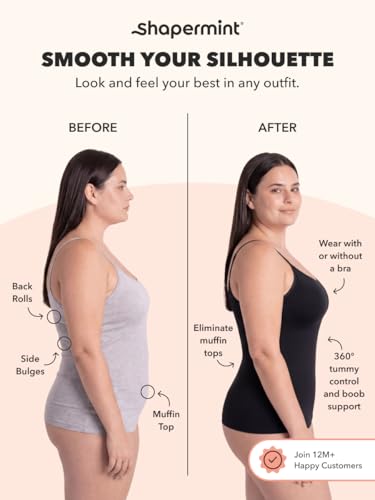 Image of SHAPERMINT Womens Tops - Scoop Neck Cami Body Shaper for Women, Shapewear Tummy Control, Camisole Tank Tops for Women