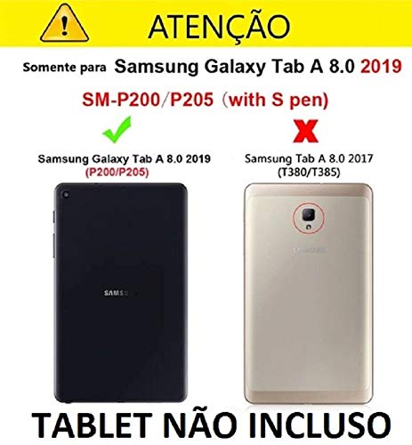Kit Capa Tablet Samsung Galaxy Tab A 8 T290 T295 Executiva Giratória + Película de Vidro