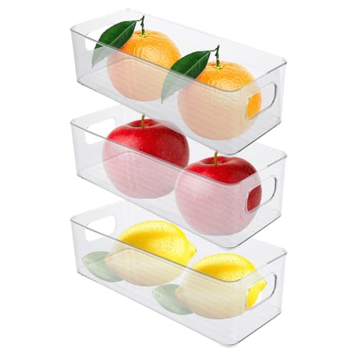 ASelected - ASelected Lot de 3 organiseurs de réfrigérateur transparents empilables pour réfrigérateurs, congélateurs et armoires