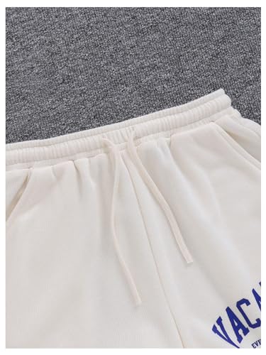Image of Verdusa Girl's Tracksuit Sets 2 Piece Outfits Letter Print Vacation Tee Top and Drawstring Waist Shorts