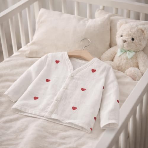 Image of Set of 100% Pure & Organic Muslin Unisex Full Sleeves Jhabla T-Shirt Cum Bundi | White Assorted Prints
