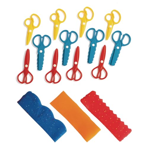 Colorations Plastic Fun Dough Scissors for Texture Set of 12 3 Designs Easy Clean Safe Arts & Crafts Sculpting Clay for Kids Durable DSCISSOR