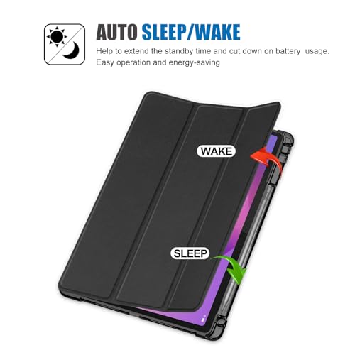 Image of ProCase Smart Case for 2025 Lenovo Idea Tab Plus 12.1 Inch /Tab K12, Black | Slim Light Cover Trifold Stand Hard Shell Folio Smart Protective Case for Idea Tab Plus /Tab K12 (TB361FU /TB361ZU)