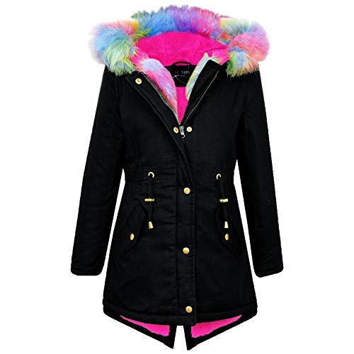 A2Z 4 Kids KunstpelzgefütterterParka Kapuzenjacke - Parka Jacket Rainbow...