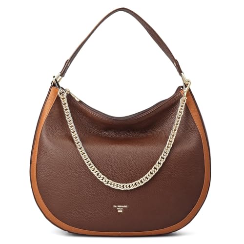 Image of Da Milano Leather Shoulder Bag for Women - Brown (Large) (LB-00317OL)