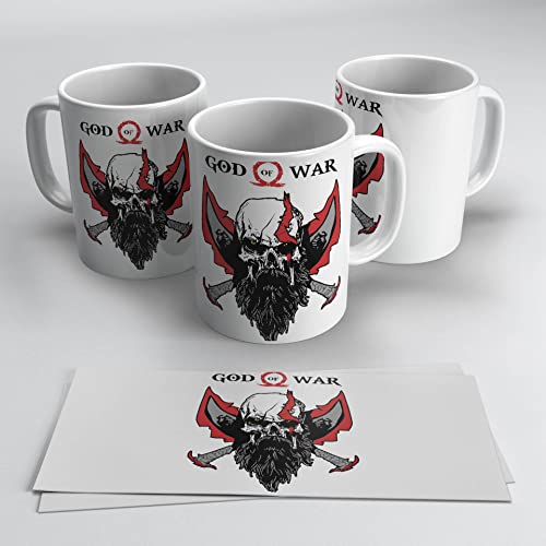 newseny God Of War - Taza con dibujo de God of war de Ceramica | 330ml Regalo Gamer (God Of War - Blanco)