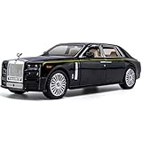 ZEUSORA Rolls Royce Phantom Alloy 1:24 Toy car Model, All Doors openable with Lights and Music, Ideal as a for Children and Teenagers, Also a Collectible Model for car Enthusiasts.(Black)