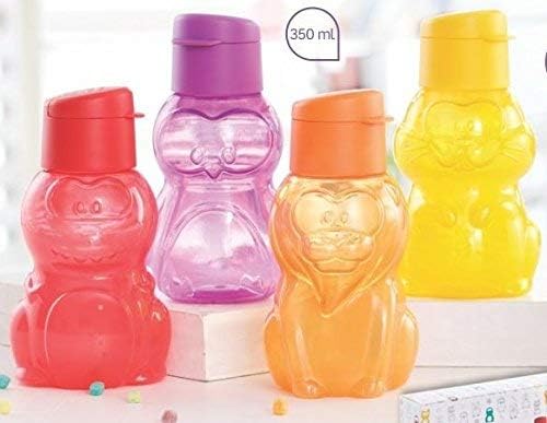 Tupperware Kids Animal Flip Top Water Bottle Set of 4-350ml (Kids Collection)