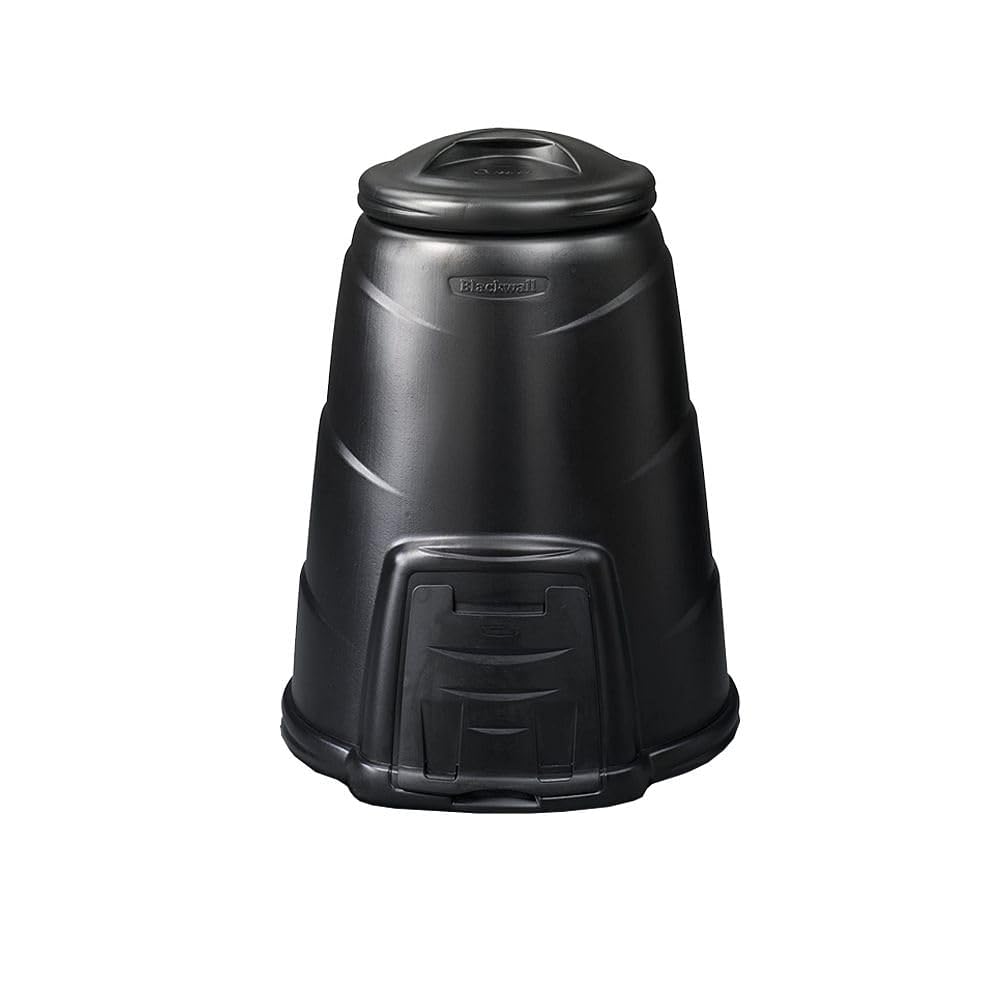 220L Black Recycled Plastic Garden Composter Bins with Front Hatch & Windproof Lid, Outdoor Compost Bins for Food & Garden Waste | Easy Assembly Compost Converters