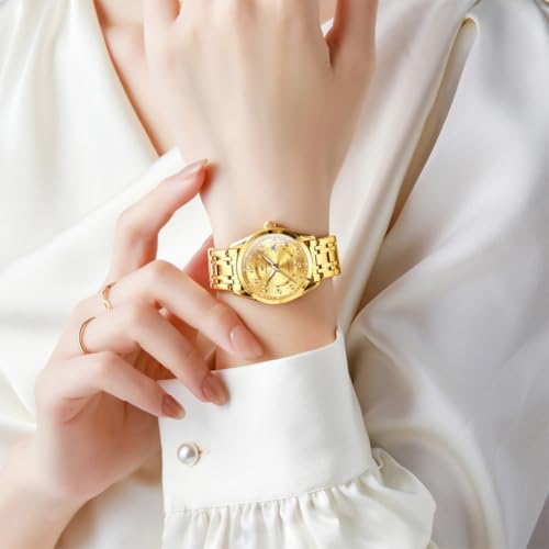 Image of OLEVS Womens Watches Classic Dress Quartz Female Wristwatch Ladies Stainless Steel Waterproof Luminous Date Easy Read Watch for Lady