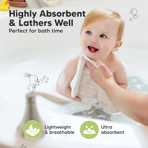 Image of KeaBabies 6-Pack Cotton Baby Washcloths for Newborn, Kids and Baby Hooded Towel - Cotton Muslin Soft Wash Cloths, Super Absorbent & Scratch-Free Rag, Hooded Towel for Infant & Toddlers