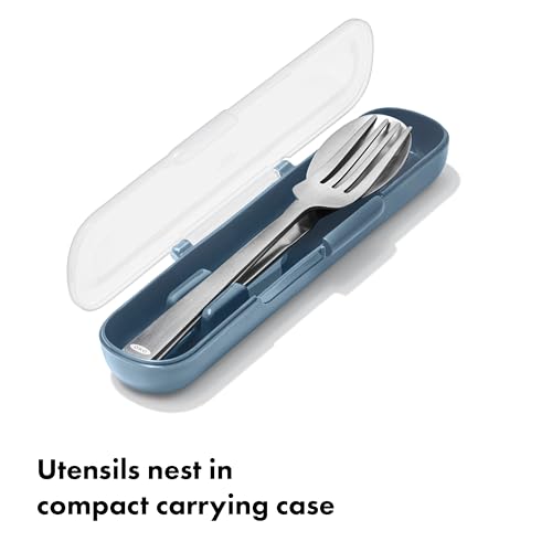 OXO Good Grips Prep and Go Utensils With Case - Ocean Blue | Reusable Stainless Steel Fork, Knife & Spoon, Compact Travel Case, Ideal for Work, School, Picnics, Dishwasher Safe - image 6