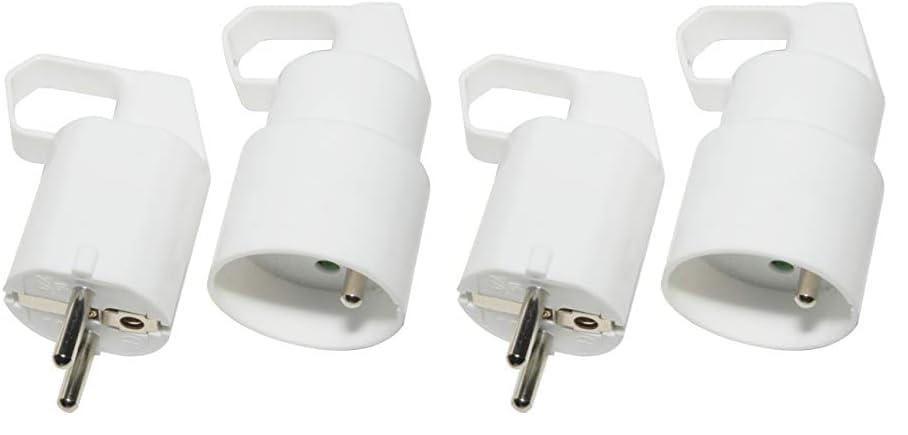 2 fiches électriques 16A + terre à anneau. Une mâle + une femelle (Lot de 2)