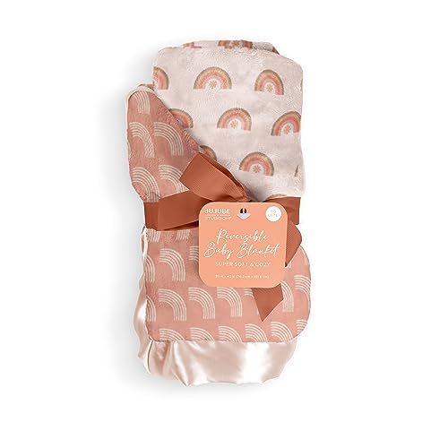 Image of JuJuBe x Studio Oh! Baby Essentials Reversible Baby Blanket - Soft Throw for Newborns & Infants, Ideal for Tummy Time, Home, Travel & Nursery Essentials - Perfect Be Kind Rainbows