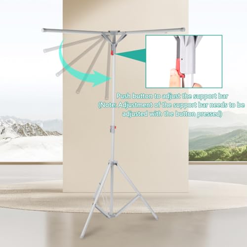 BAOYOUNI Wäscheständer Klappbarer Kleiderständer Platzsparendes Wäschetrockner Bügelwäscheständer Aufhängelänge 125,3cm Höhenverstellung 96,6-158cm für Drinnen und Draußen, Silbergrau