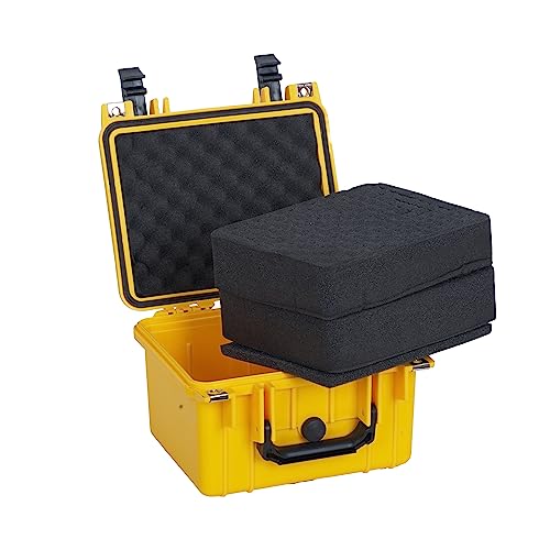 Image of MEIJIA Portable All Weather IP67 Waterproof Camera Case,hard case with Customizable Fit Foam,Fit Use of Drones,Camera,Equipments,10.62 x9.68x6.87inches (Yellow)