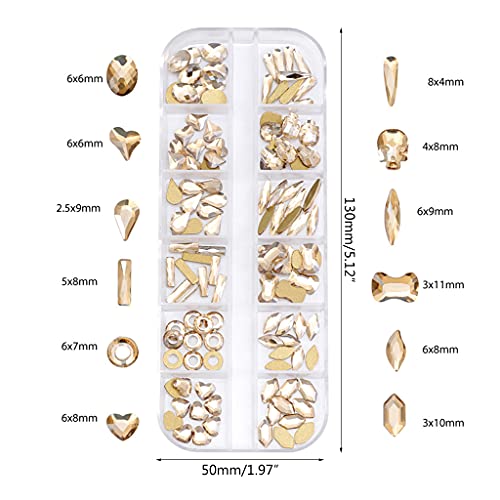 Nagelkunst-Strasssteine, Kristall-Nagelkunst-Set mit Strasssteinen, schillernd, klares Glas, mehrere Formen, flache… – Bild 8