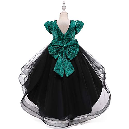 Robe princesse paillettes fille cadeau anniversaire parfait mariage vert 6-7 ans - 4