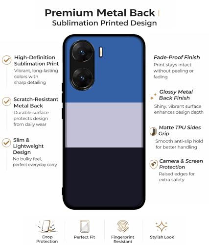 Image of Three Color Stripes Design Premium 2D Printed Metal Back Case Cover for Vivo V29E 5G