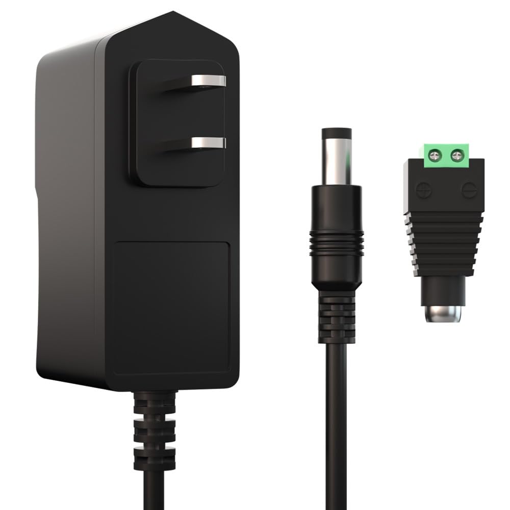 HYGAMOCC 12V 1A Power Supply Adapter, 12 Volt 1A 12W DC Power Supply Adapter with Switching LED Strip Light Tip for CCTV Security Camera DVR NVR