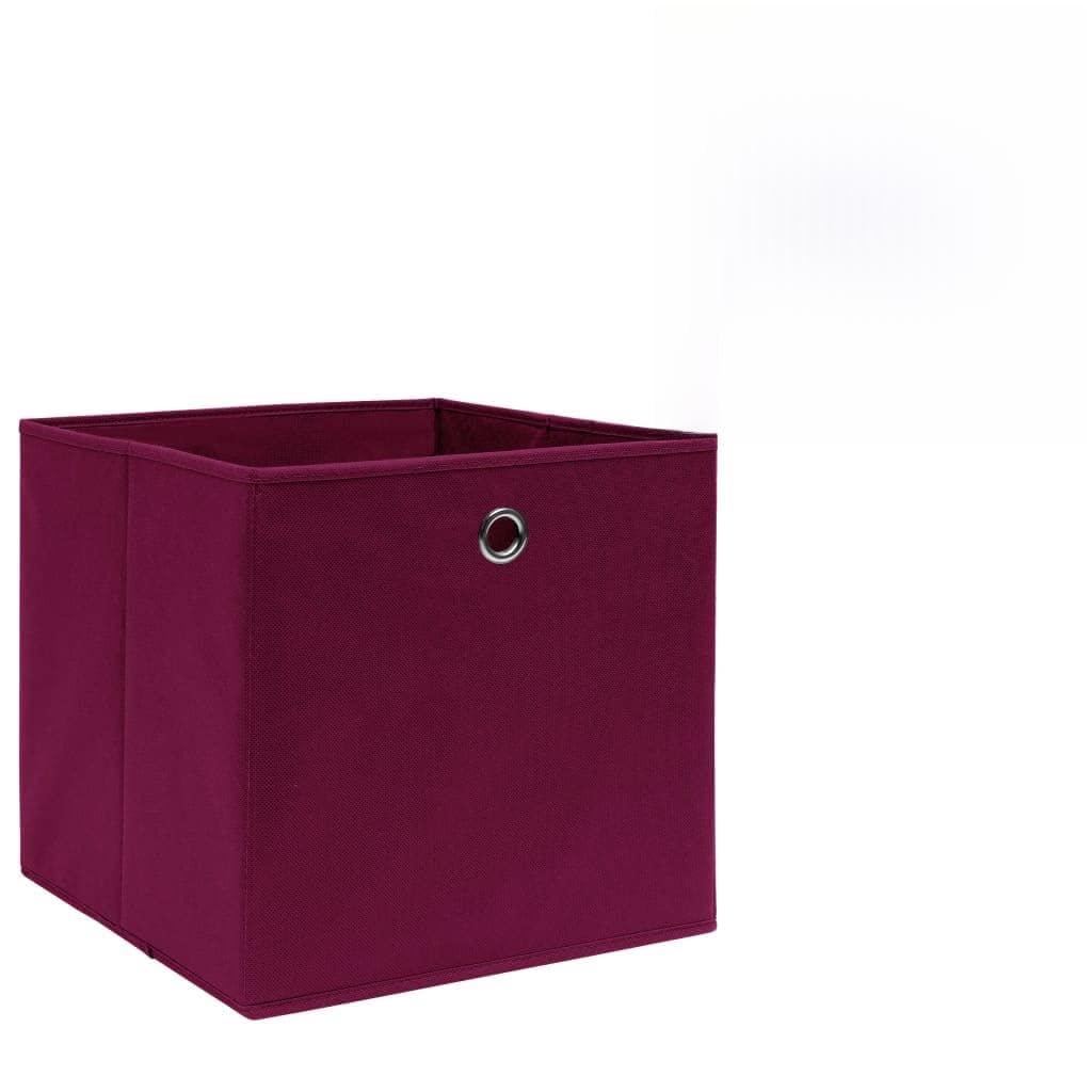 10 Stück Vliesstoff Aufbewahrungsboxen 28x28x28 cm Dunkelrot, faltbare Kleiderboxen mit Metallöse für Schals, Socken und Unterwäsche, platzsparend zusammenklappbar