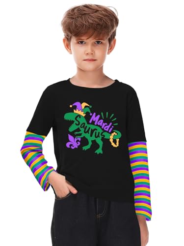 Remimi Unisex Kids St Patricks Day Print Shirt Irish Stripe Shirts 2-12 Years2